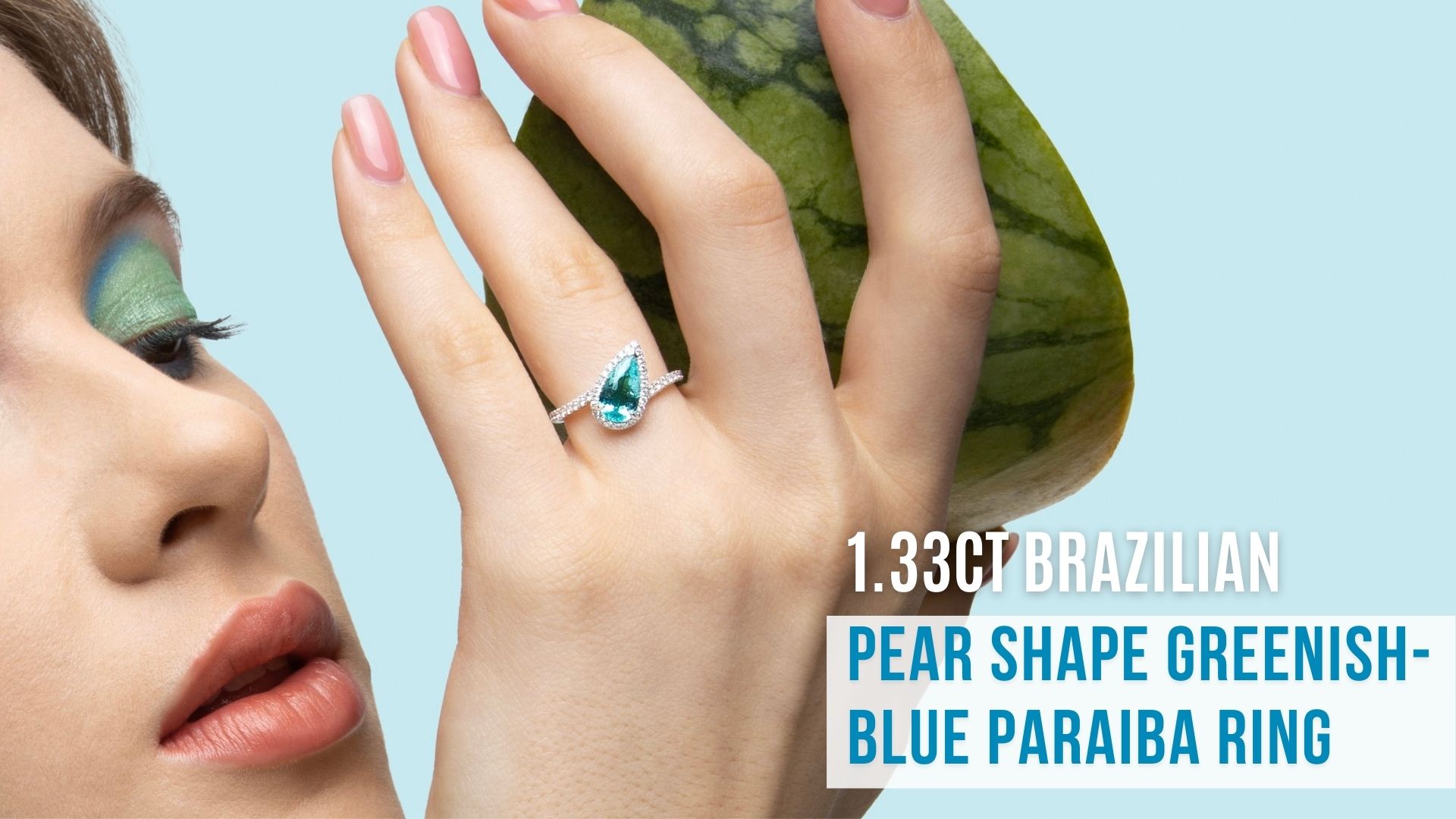 1.33ct Pear Shape Paraiba Diamond Ring  - J374548R